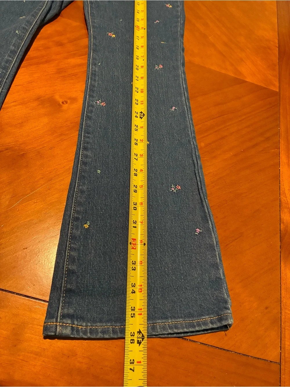 Old Navy Dark Blue Jeans with Multicolor Floral Embroidery